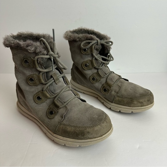 Sorel Explorer Joan Boots Women's Size 9 EU 40 Gray Round Toe Lace Up Snow Boots - Picture 1 of 10
